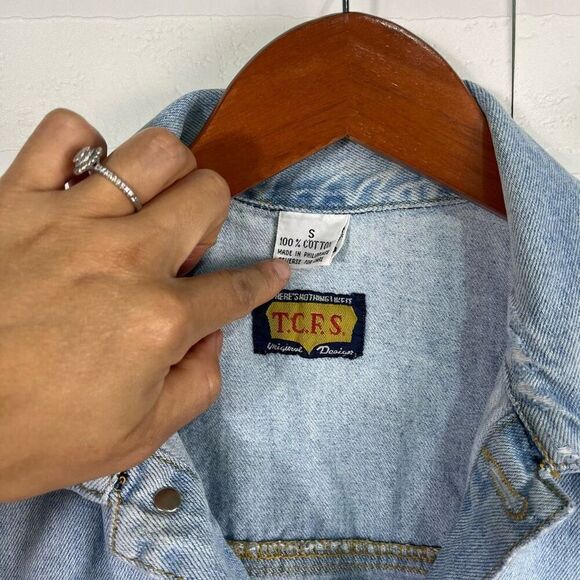 Vintage TCFS Mens Denim Trucker Vest Size Small Cotton - Picture 4 of 10